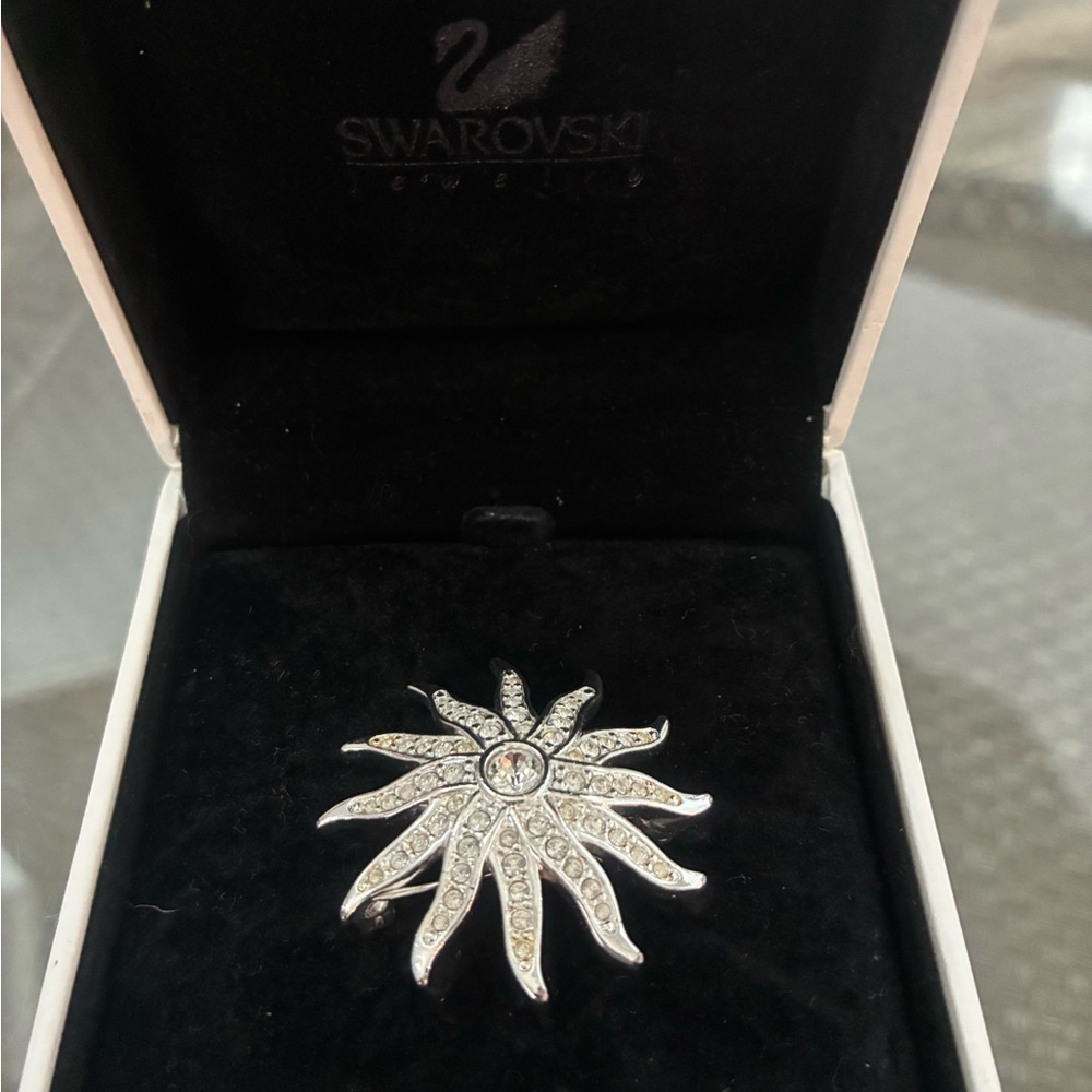 Swarovski Jewelry, Silver Starburst Pin-Brooch- Brand New